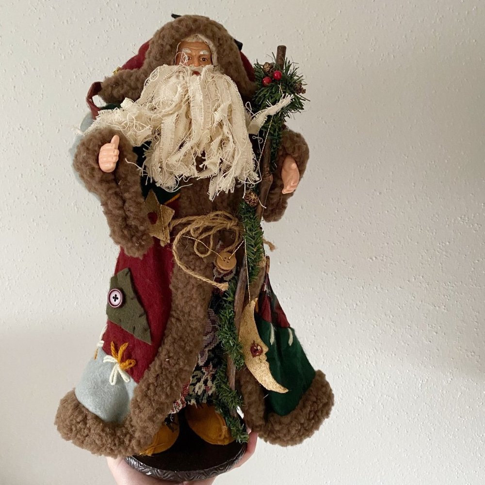 Vintage Rare Christmas Santa Claus Statue Figurine with Toy Bag and Red Cloak